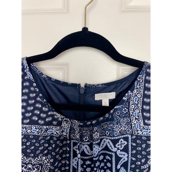 Talbots Petites 8P Blue Paisley Maxi Dress Sleeveless Beachy Flowy Date Night - Picture 4 of 5